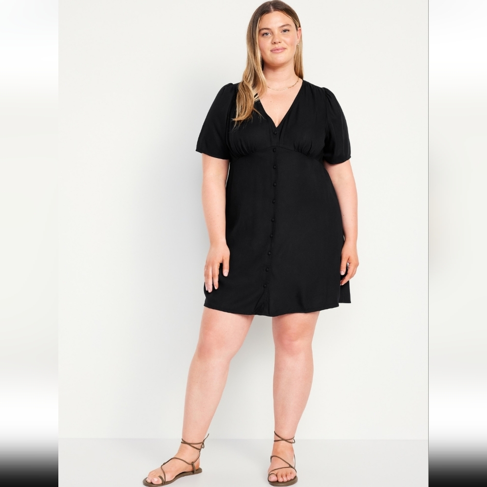 Old Navy Black button down crepe mini dress XL NWT